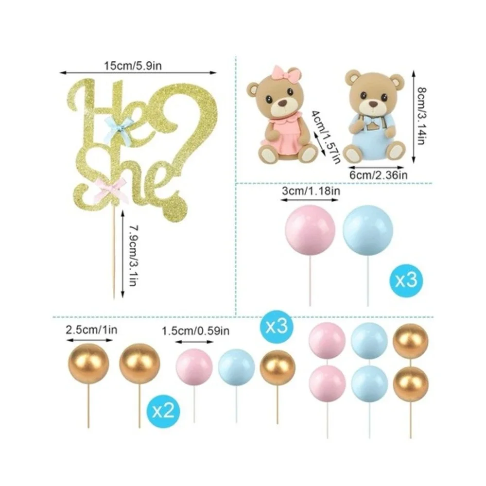 Gerrii  Gender Reveal Cake Topper Set, Includes He or She Cake Topper assortment